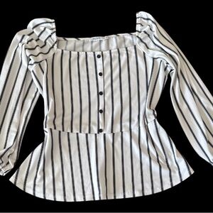 Striped Black and White Women's Top
